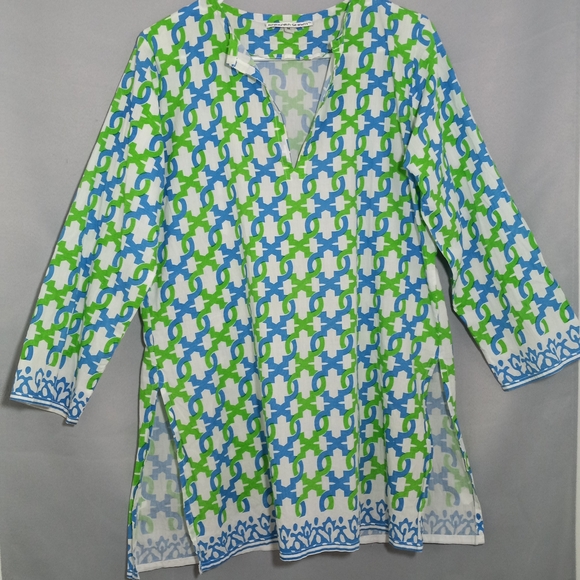 Chic Blue and Green Women's Tunic - Picture 1 of 7